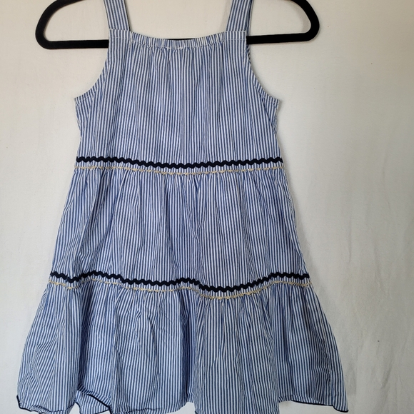 Crew Cuts Girls Summer Dress Size 10 Blue White Tier Cottagecore Preppy Nautical - Picture 6 of 10